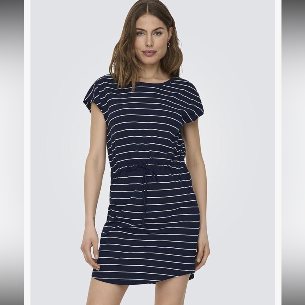 Only White with Black Striped 100% Cotton Dress